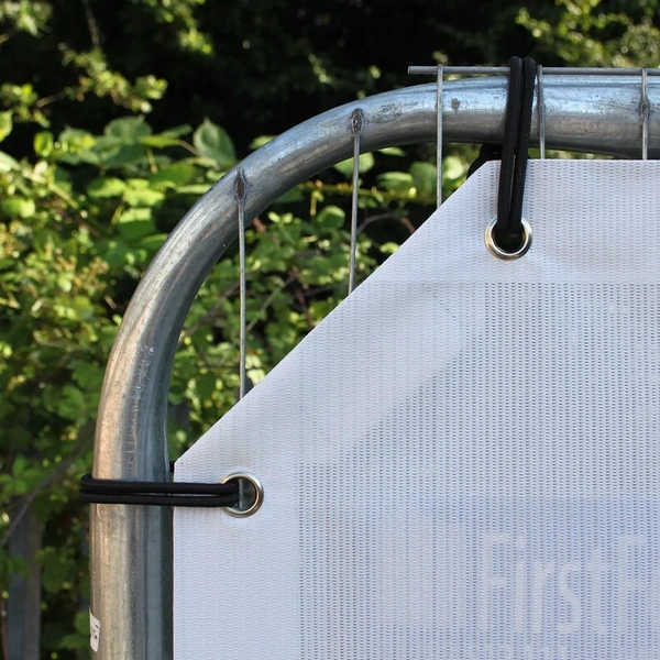Heras Fencing Banners - PVC Mesh Angled Corners Detail